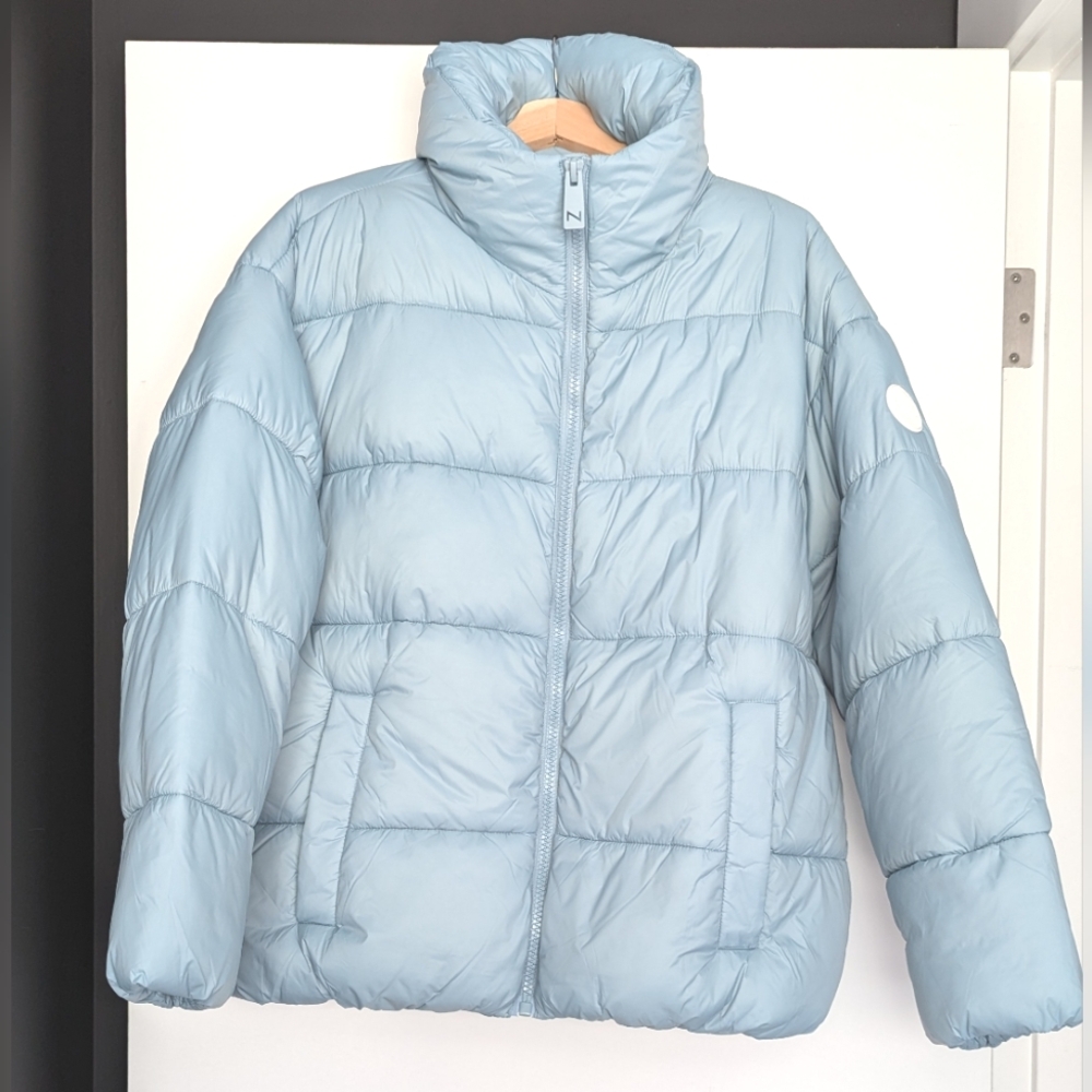 Light Blue Puffer Jacket - Women's Cozy Winter Coat - Picture 2 of 11